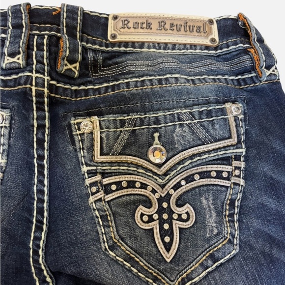 Rock Revival Priya Straight Women’s 27 Embellished Stretch Jeans Distressed - Picture 5 of 11